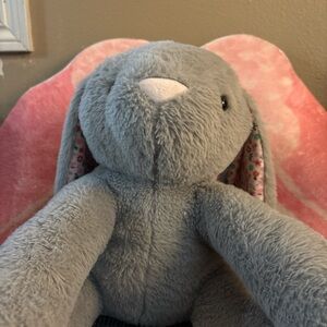Gray and pink with flower ears Plush Bunny stuffed animal